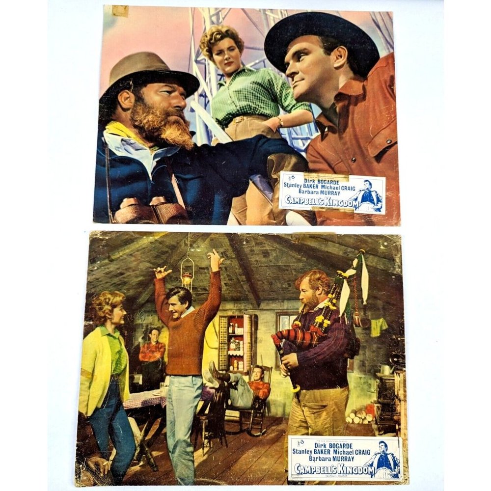 Set Of 2 Campbells Kingdom 1957 Lobby Cards Dirk Bogarde Michael Craig British